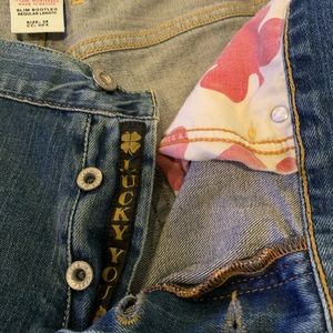 Men’s Lucky Jeans Distressed Medium Blue Wash Size 38x28